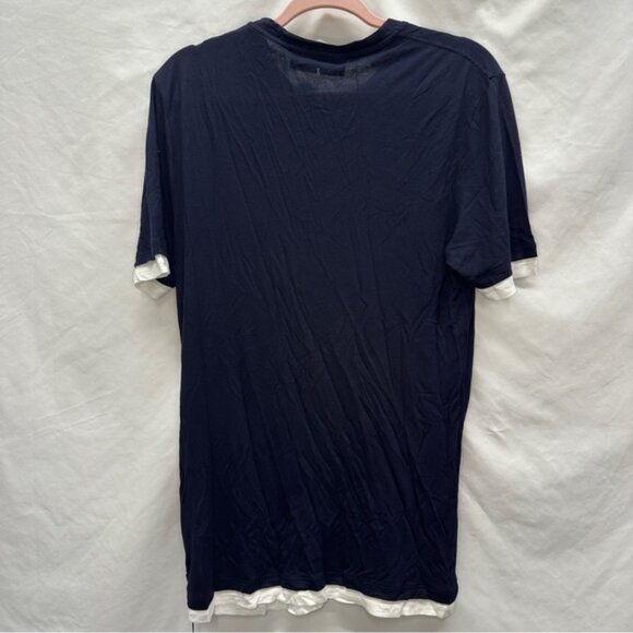 Neil Barrett Crew Neck Layered Navy White Tee Farfetch MSRP $385 NWT Size L - Picture 2 of 7